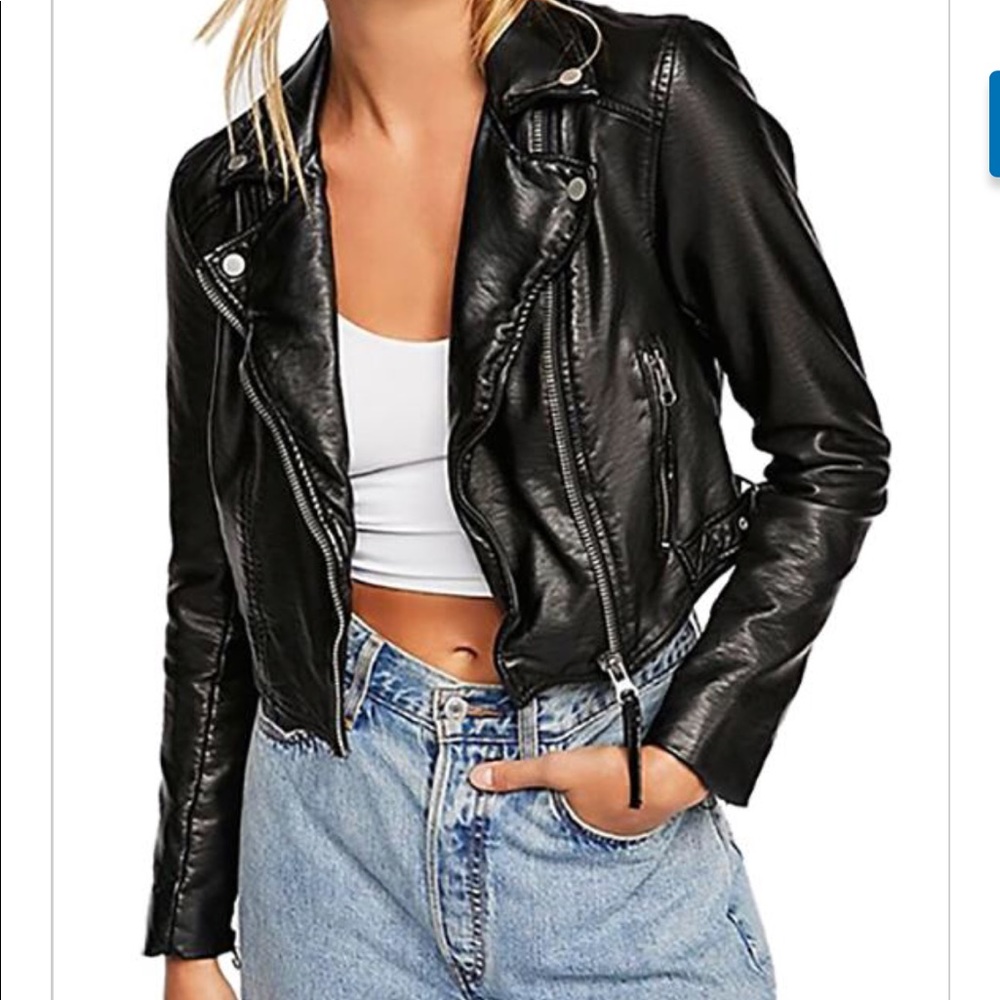 Free people faux leather crop jacket